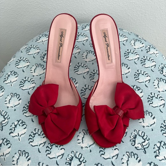 Red Bow Agent Provocateur Heels Perfect for the Holidays - Picture 2 of 14